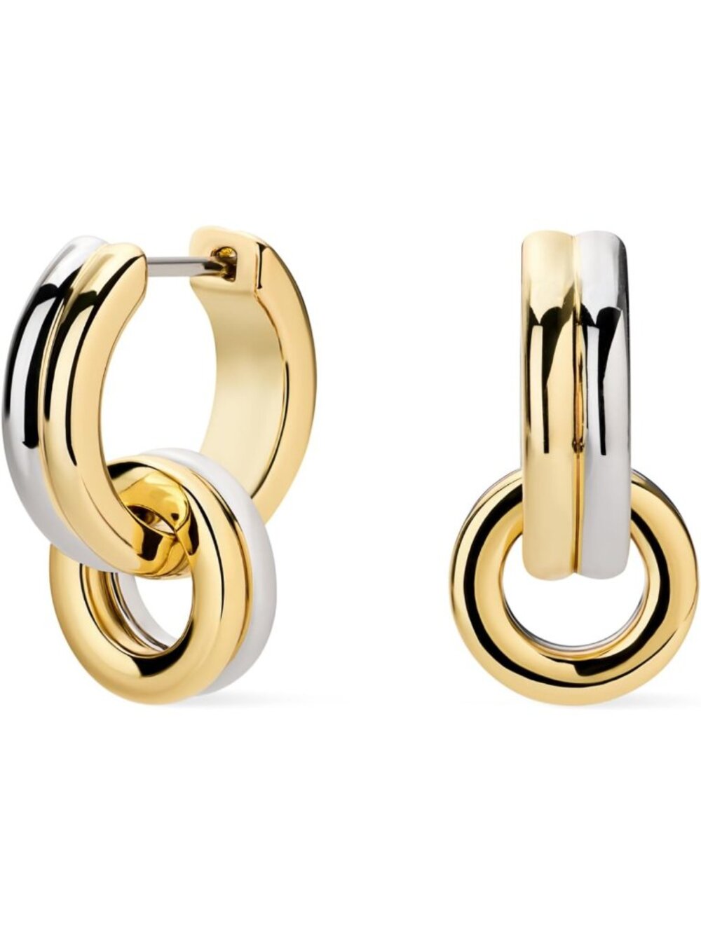 Stylish Mixed Metal Huggie Hoop Earrings for Women - Silver & Gold Jewelry